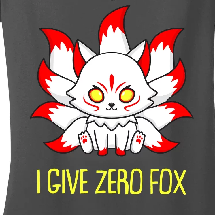 Funny I Give Zero Fox Japanese Nine Tail Fox Women's V-Neck T-Shirt