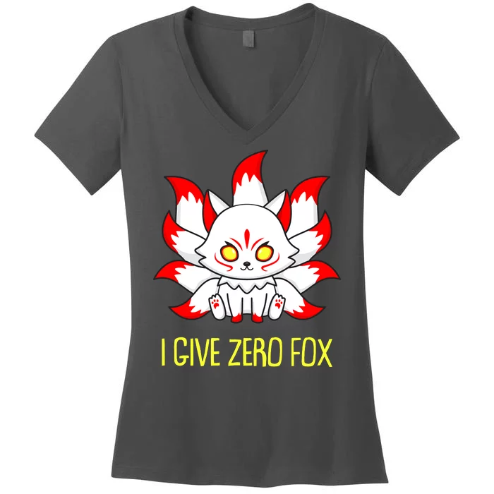 Funny I Give Zero Fox Japanese Nine Tail Fox Women's V-Neck T-Shirt