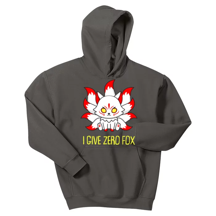 Funny I Give Zero Fox Japanese Nine Tail Fox Kids Hoodie