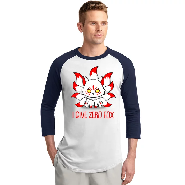 Funny I Give Zero Fox Japanese Nine Tail Fox Baseball Sleeve Shirt