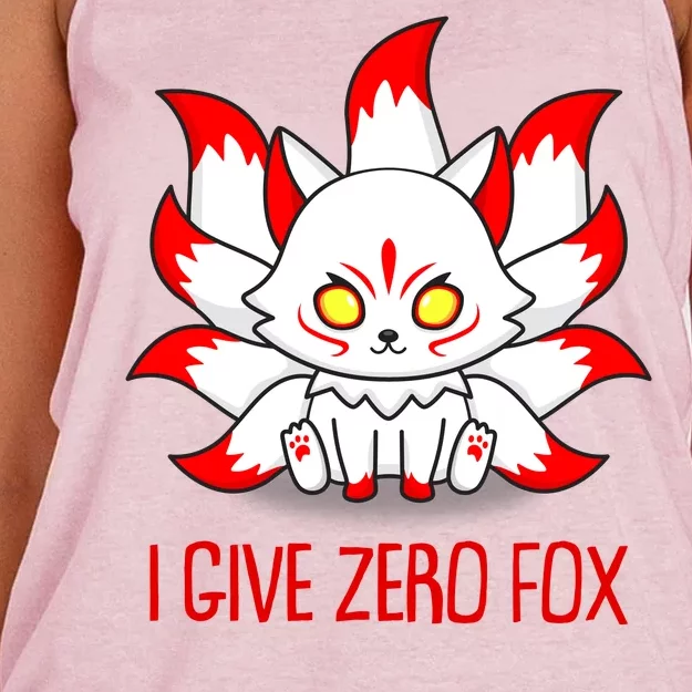 Funny I Give Zero Fox Japanese Nine Tail Fox Women's Knotted Racerback Tank