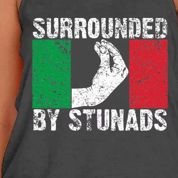 Funny Italian Gift For Cool Surrounded By Stunads Women's Knotted Racerback Tank