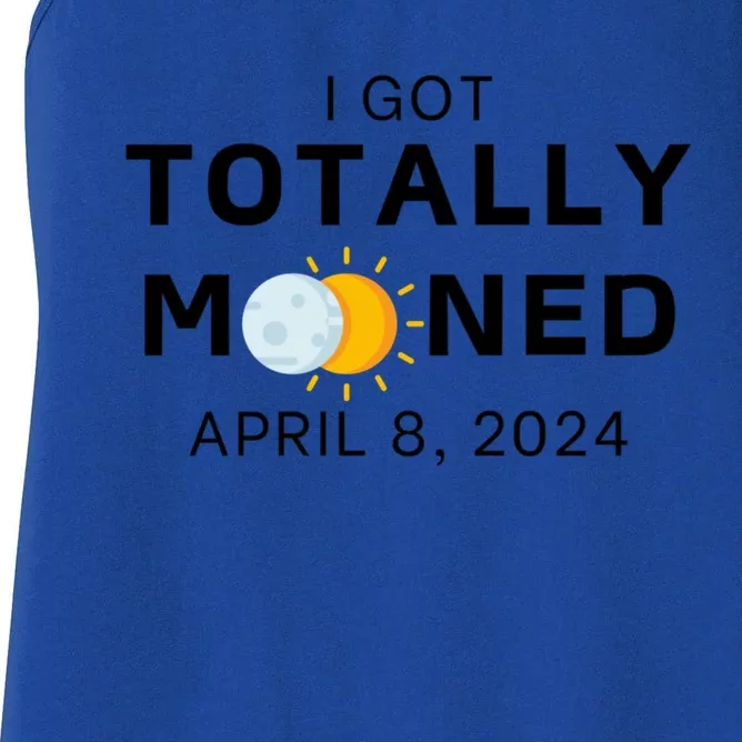 Funny I Got Totally Mooned Total Solar Eclipse April 8 Women's Racerback Tank