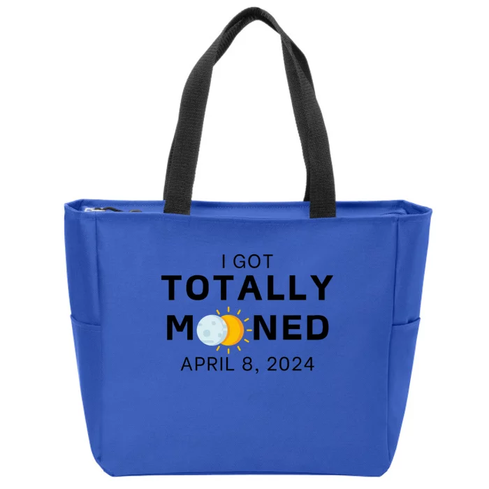 Funny I Got Totally Mooned Total Solar Eclipse April 8 Zip Tote Bag