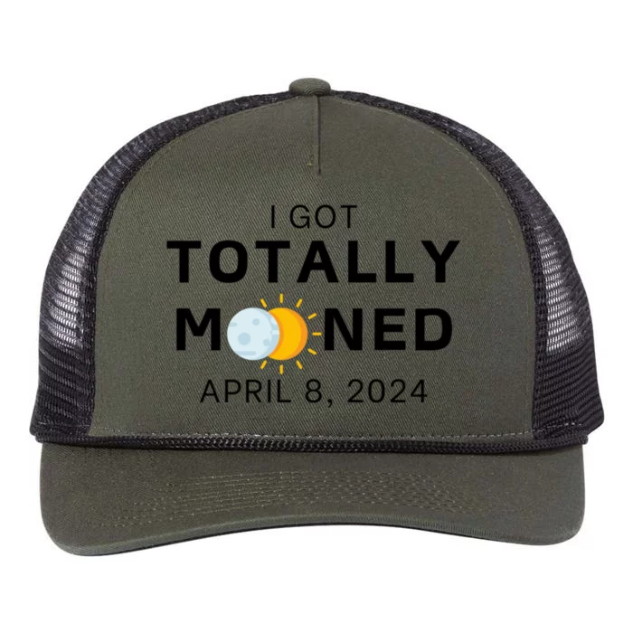 Funny I Got Totally Mooned Total Solar Eclipse April 8 Retro Rope Trucker Hat Cap