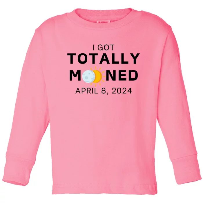 Funny I Got Totally Mooned Total Solar Eclipse April 8 Toddler Long Sleeve Shirt