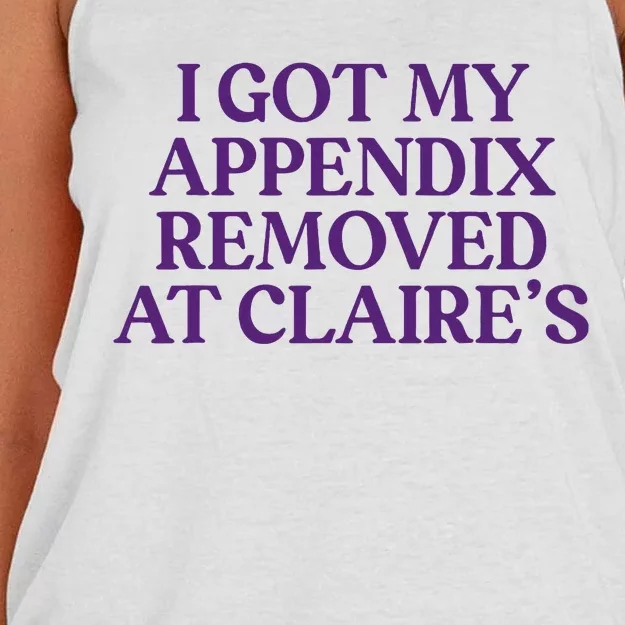 Funny I Got My Appendix Removed At ClaireS Meme Trending Women's Knotted Racerback Tank