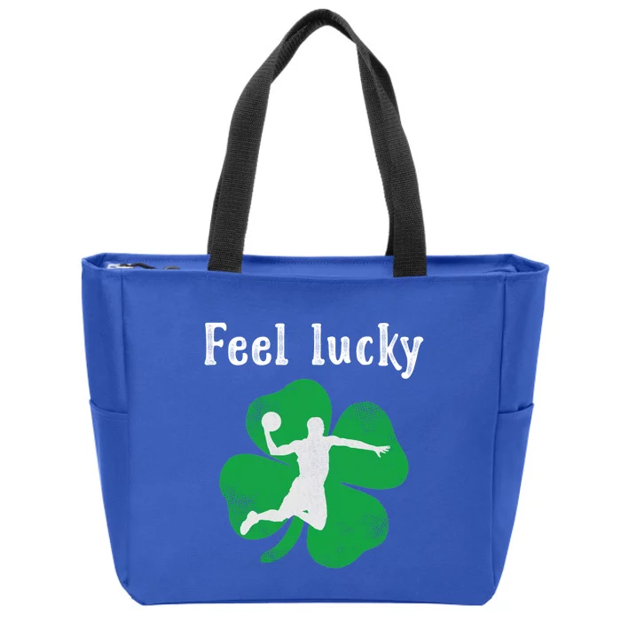 Fun Irish Gift Feel Lucky Basketball St Patrick's Day Gift Zip Tote Bag