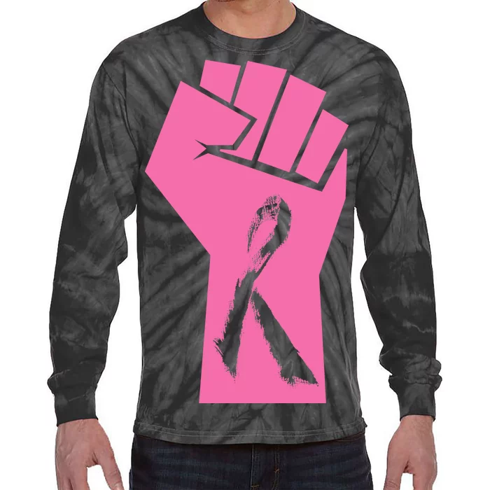 Fight Against Breast Cancer Fist Tie-Dye Long Sleeve Shirt