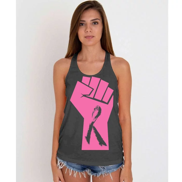 Fight Against Breast Cancer Fist Women's Knotted Racerback Tank