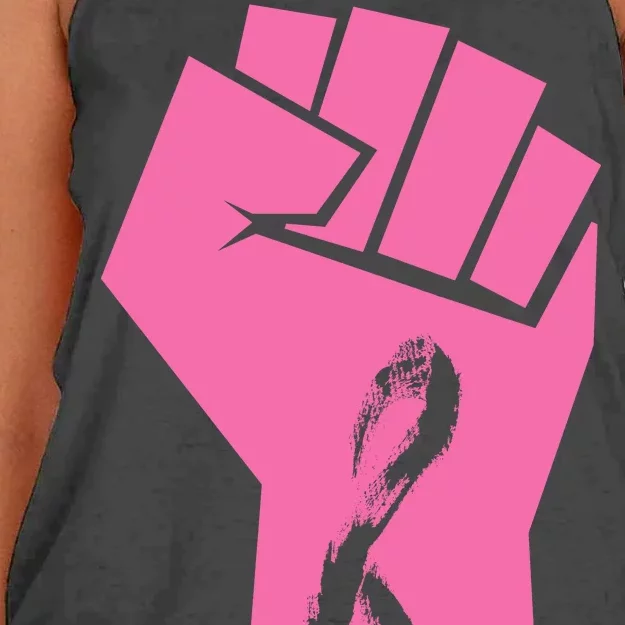 Fight Against Breast Cancer Fist Women's Knotted Racerback Tank