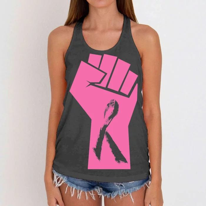 Fight Against Breast Cancer Fist Women's Knotted Racerback Tank