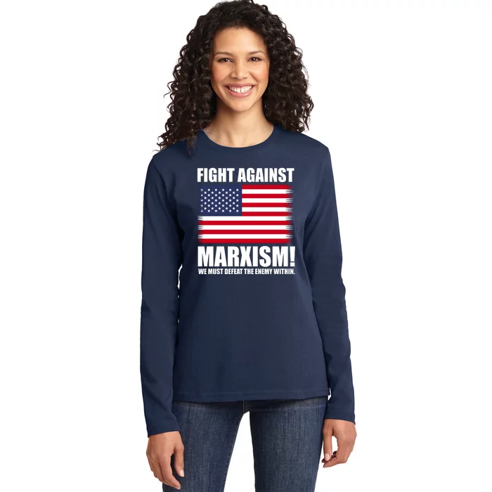 Fight Against Marxism Ladies Long Sleeve Shirt