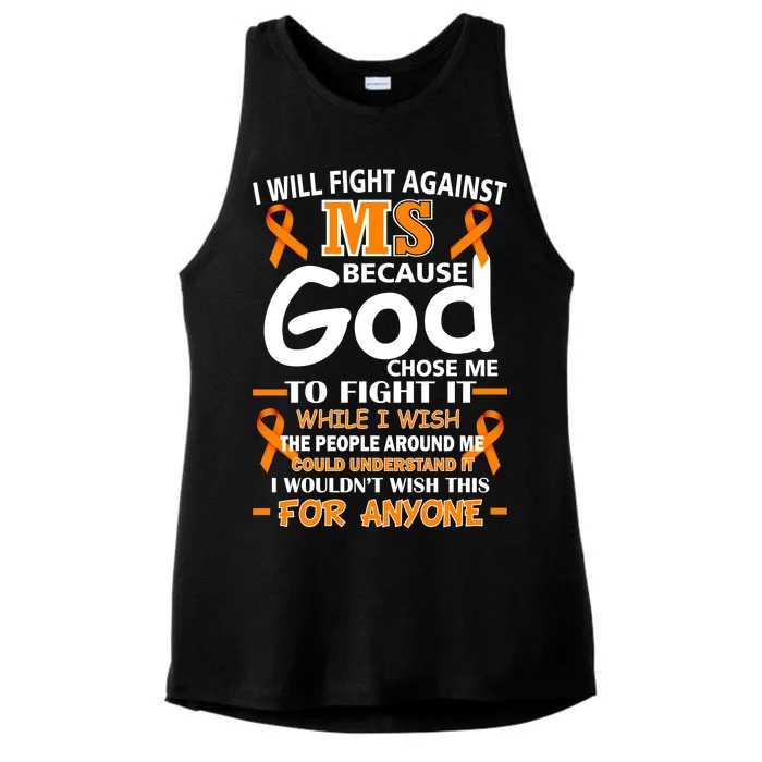 Fight Against MS Awareness Multiple Sclerosis Quote Ladies Tri-Blend Wicking Tank