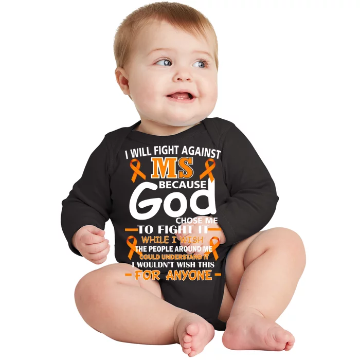 Fight Against MS Awareness Multiple Sclerosis Quote Baby Long Sleeve Bodysuit