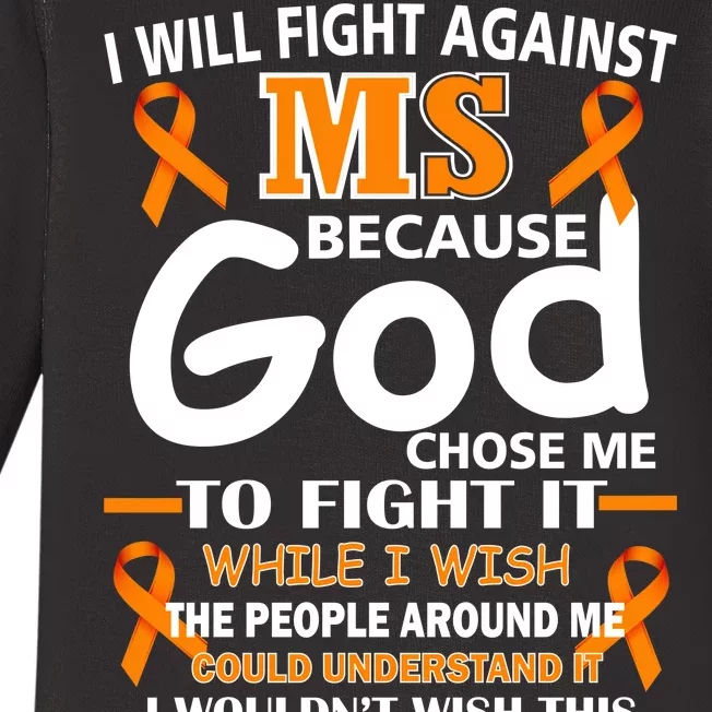 Fight Against MS Awareness Multiple Sclerosis Quote Baby Long Sleeve Bodysuit