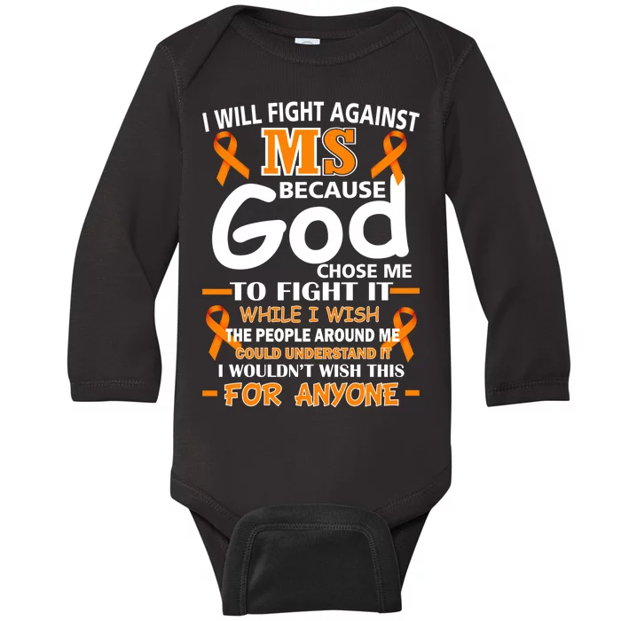 Fight Against MS Awareness Multiple Sclerosis Quote Baby Long Sleeve Bodysuit