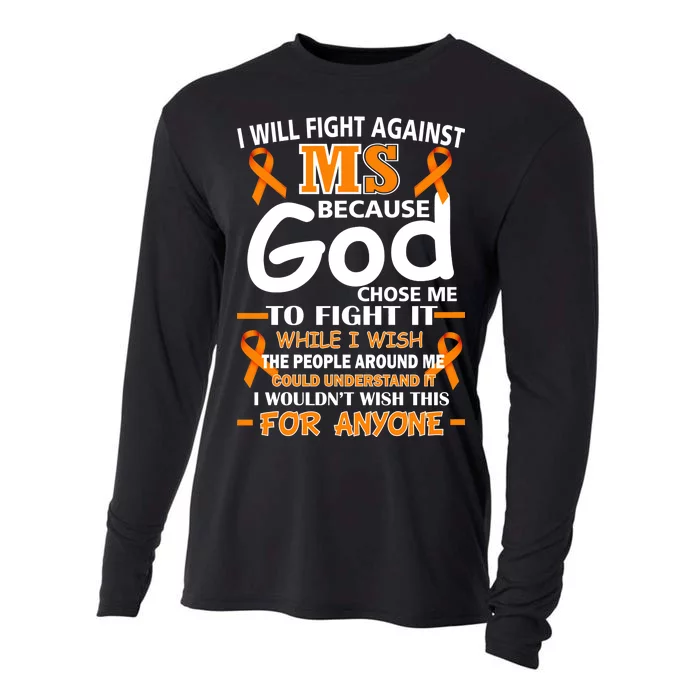 Fight Against MS Awareness Multiple Sclerosis Quote Cooling Performance Long Sleeve Crew