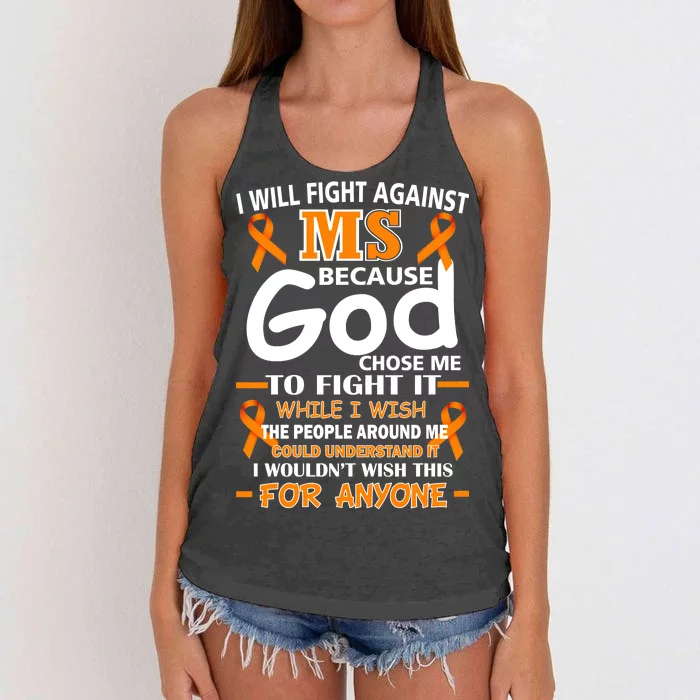 Fight Against MS Awareness Multiple Sclerosis Quote Women's Knotted Racerback Tank