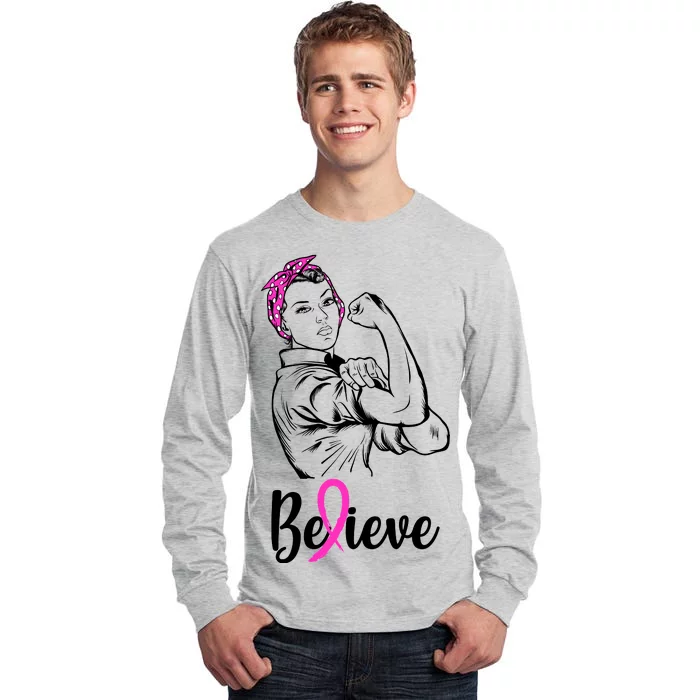 Fight Beast Cancer Awareness Believe Tall Long Sleeve T-Shirt