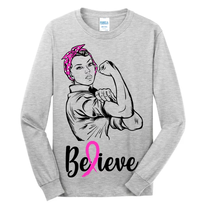 Fight Beast Cancer Awareness Believe Tall Long Sleeve T-Shirt