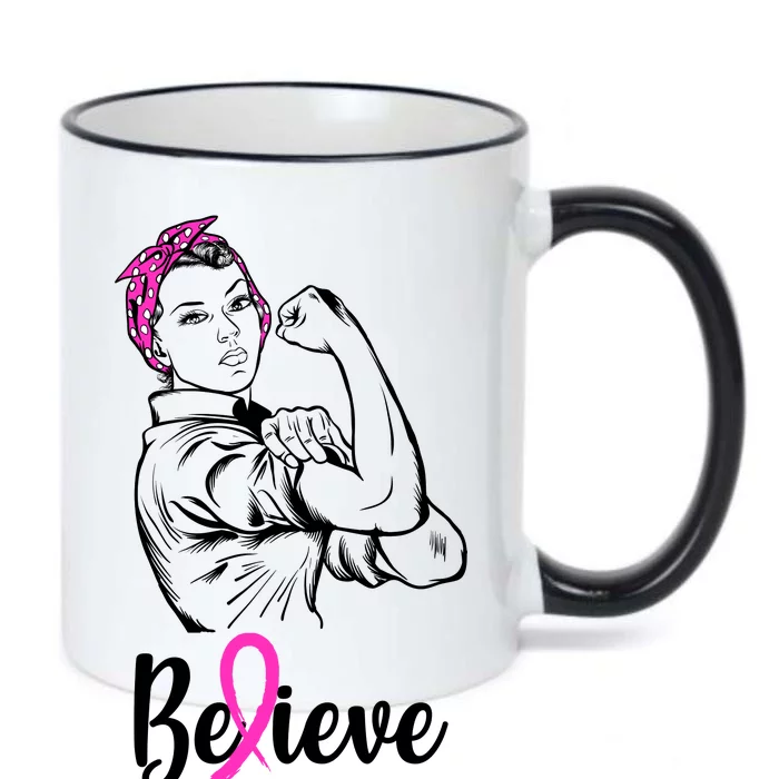 Fight Beast Cancer Awareness Believe Black Color Changing Mug