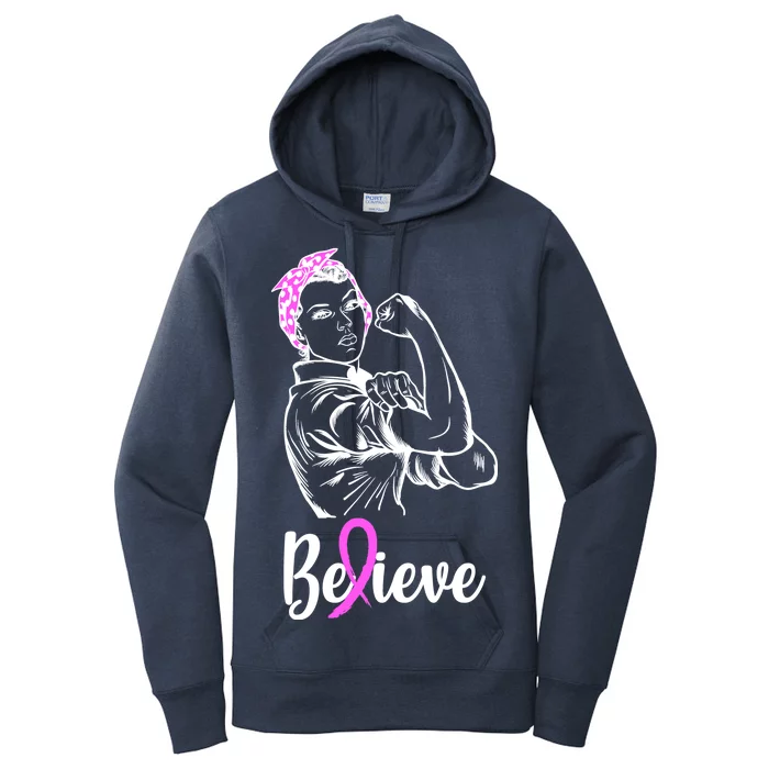 Fight Beast Cancer Awareness Believe Women's Pullover Hoodie