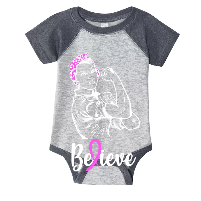 Fight Beast Cancer Awareness Believe Infant Baby Jersey Bodysuit