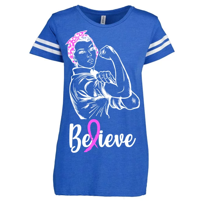 Fight Beast Cancer Awareness Believe Enza Ladies Jersey Football T-Shirt