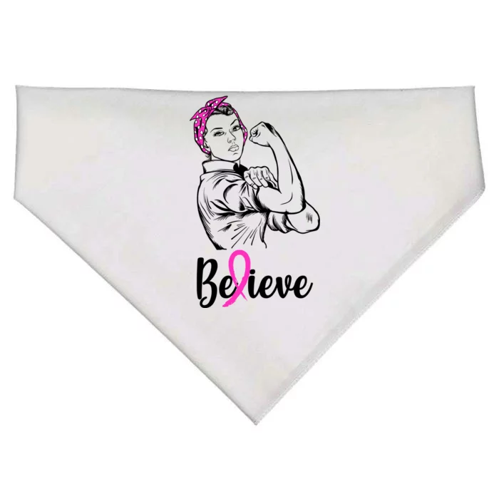 Fight Beast Cancer Awareness Believe USA-Made Doggie Bandana