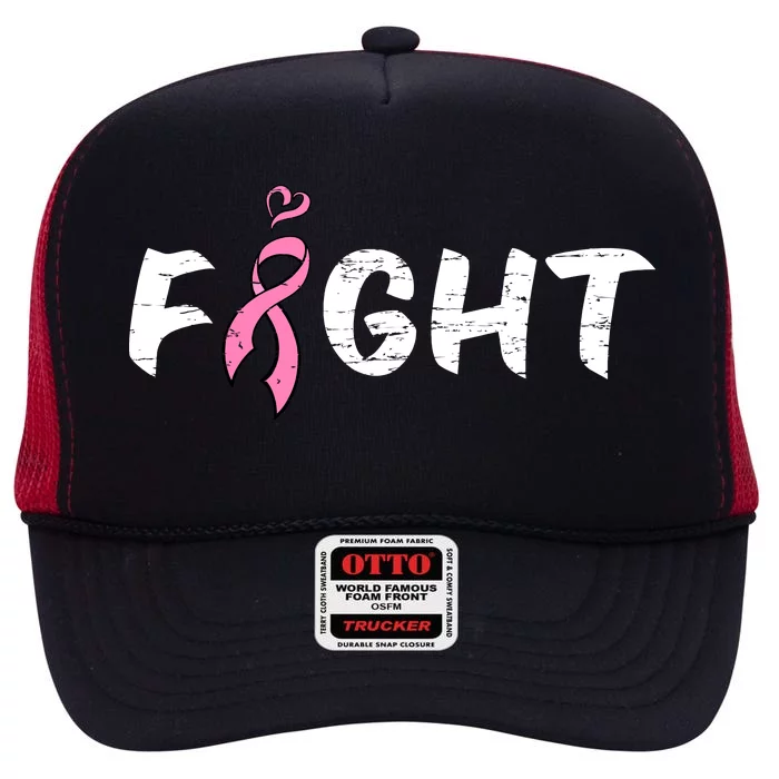 Fight Breast Cancer High Crown Mesh Trucker Hat