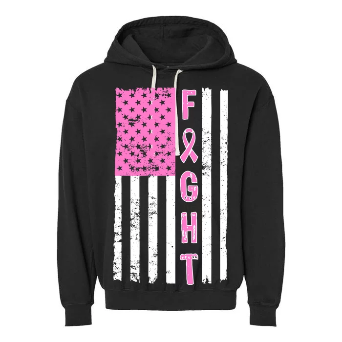 Fight Breast Cancer American Flag Garment-Dyed Fleece Hoodie