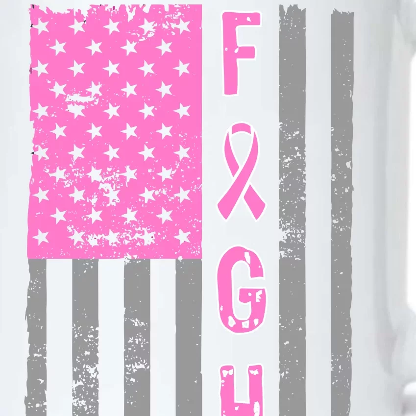 Fight Breast Cancer American Flag Black Color Changing Mug