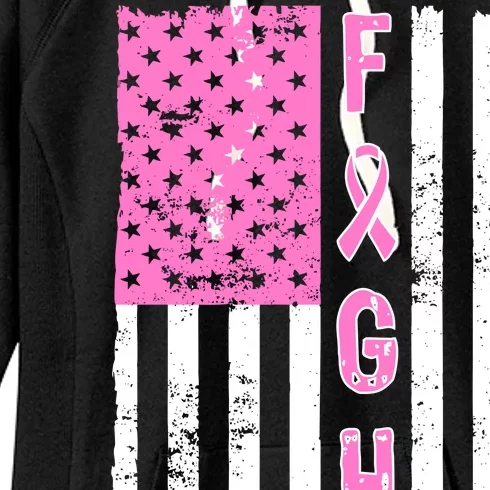 Fight Breast Cancer American Flag Women's Fleece Hoodie