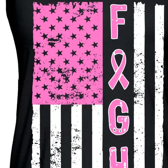 Fight Breast Cancer American Flag Ladies Essential Flowy Tank