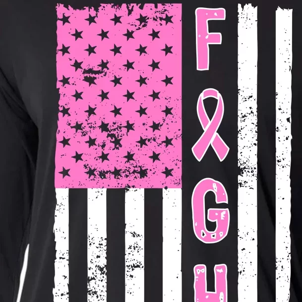 Fight Breast Cancer American Flag Cooling Performance Long Sleeve Crew