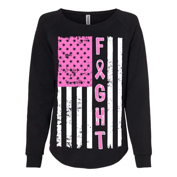 Fight Breast Cancer American Flag Womens California Wash Sweatshirt