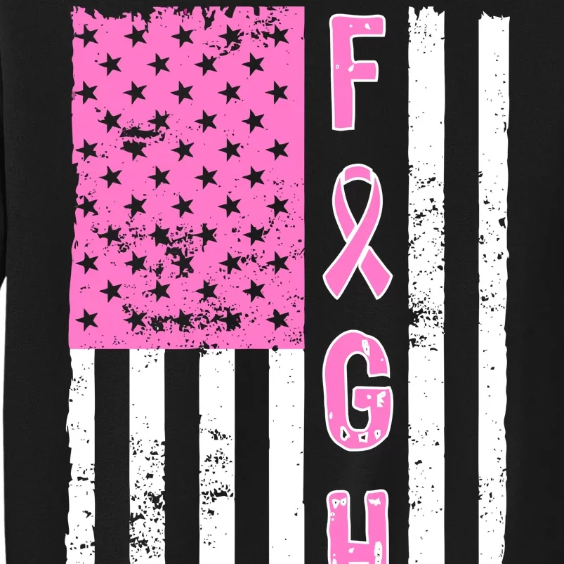 Fight Breast Cancer American Flag Tall Sweatshirt