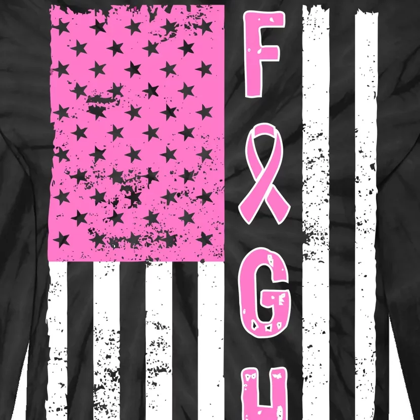 Fight Breast Cancer American Flag Tie-Dye Long Sleeve Shirt