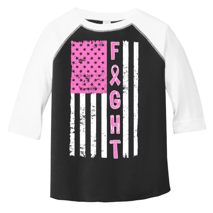 Fight Breast Cancer American Flag Toddler Fine Jersey T-Shirt