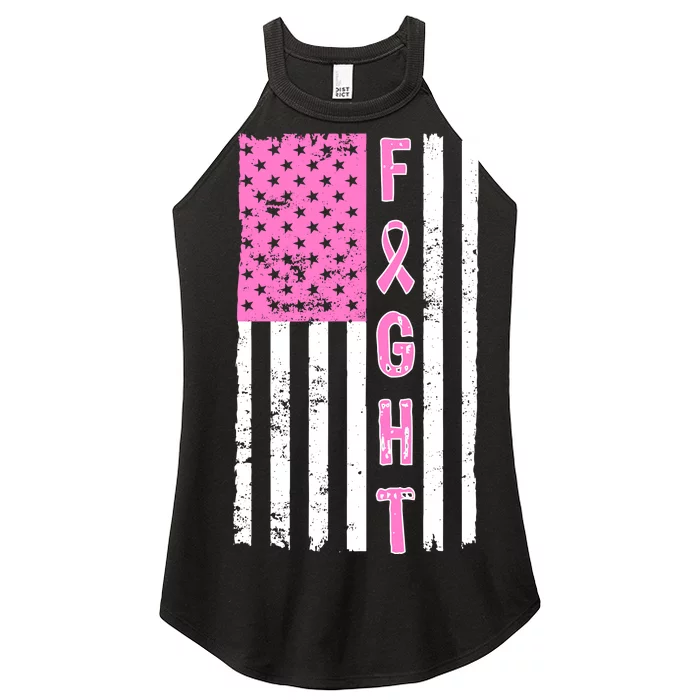 Fight Breast Cancer American Flag Women’s Perfect Tri Rocker Tank