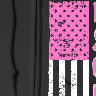 Fight Breast Cancer American Flag Full Zip Hoodie