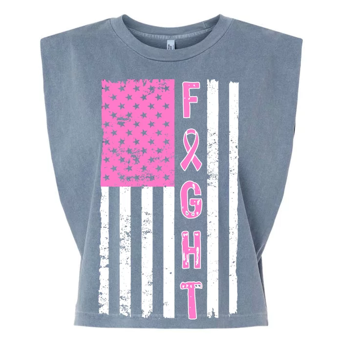 Fight Breast Cancer American Flag Garment-Dyed Women's Muscle Tee