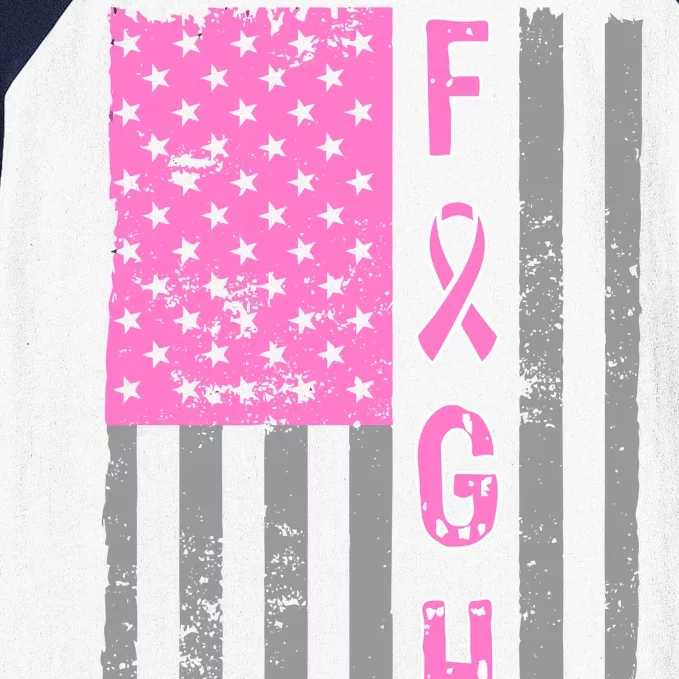 Fight Breast Cancer American Flag Baseball Sleeve Shirt