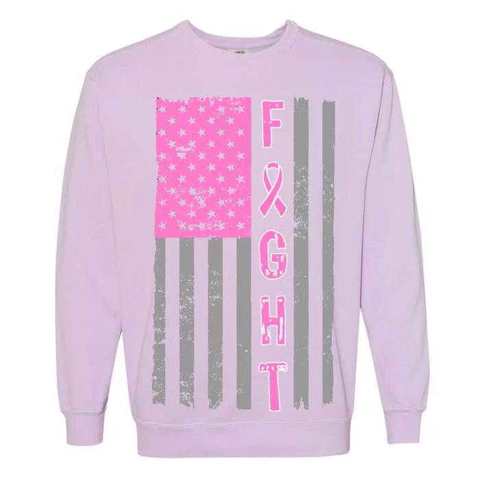 Fight Breast Cancer American Flag Garment-Dyed Sweatshirt