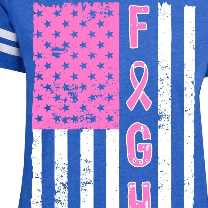 Fight Breast Cancer American Flag Enza Ladies Jersey Football T-Shirt