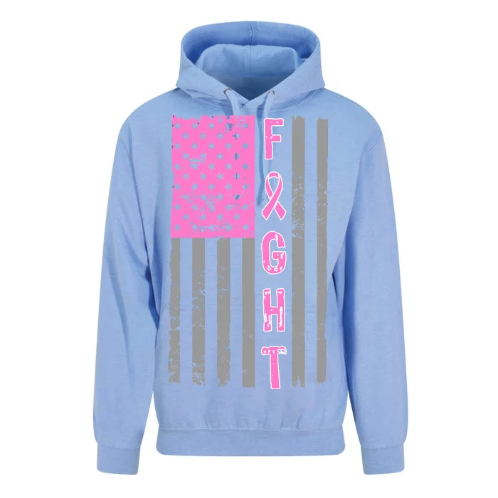 Fight Breast Cancer American Flag Unisex Surf Hoodie