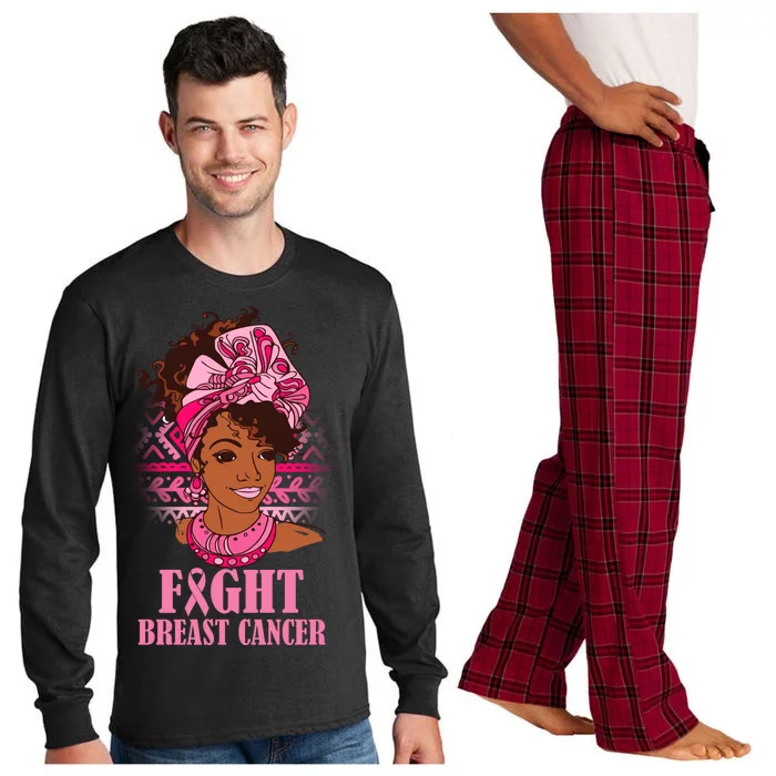 Fight Breast Cancer Awareness African American Long Sleeve Pajama Set