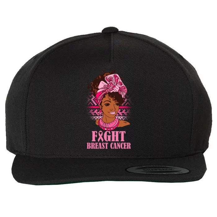 Fight Breast Cancer Awareness African American Wool Snapback Cap