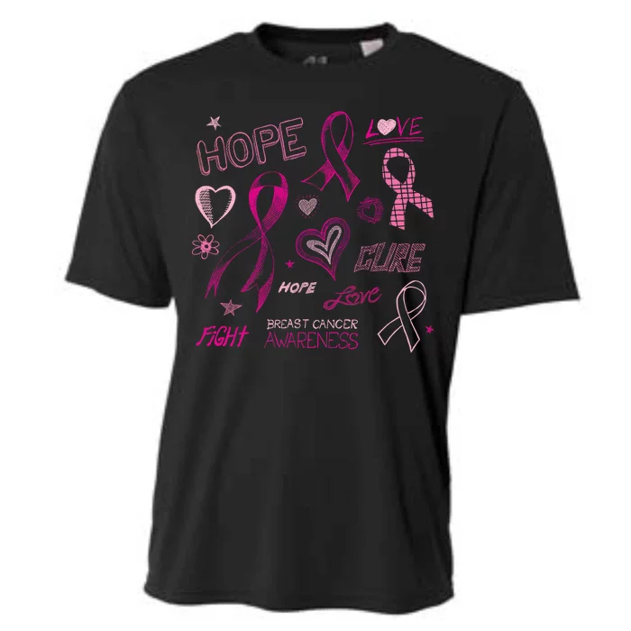 Fight Breast Cancer Awareness Ribbon Cooling Performance Crew T-Shirt